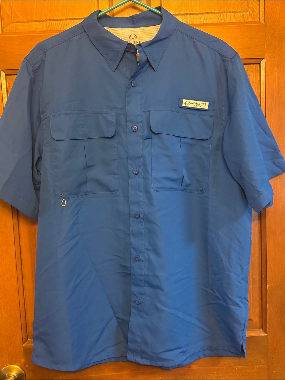 Realtree Men's Short-Sleeve Button-Front Blue Outdoor Shirt